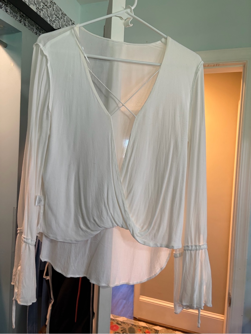 Cotton Candy Ivory Crisscross Wrap-Front Blouse